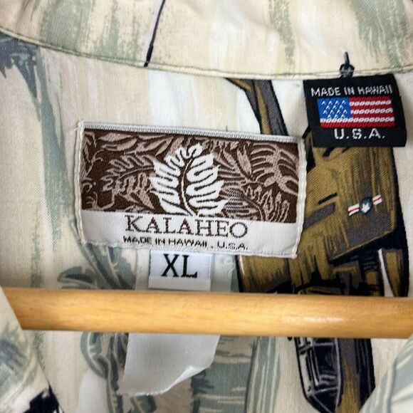 Kalaheo men’s Hawaiian button down short sleeve shirt aircraft military size XL - Picture 2 of 6
